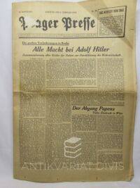 Laurin, Arne, Prager Presse, ročník 18; 6. února 1938: Alle Macht bei Adolf Hitler - Zusammenfassung aller Kräfte der Nation zur Durchführung der Wehrwirtschaft, 1938