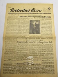 kolektiv, autorů, Svobodné slovo: Ústřední orgán čs. strany národně socialistické ročník I. číslo 15, 1945