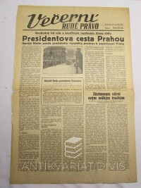 kolektiv, autorů, Česká pravda večerník: List československé strany národně-socialistické ročník I. číslo 1, Zdeněk Nejedlý u Smetanova hrobu, 1945