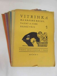 kolektiv, autorů, Vitrinka - na krásné knihy, vazby a jiné hezké věci ročník V 1927-1928, čísla 1-6, 1927