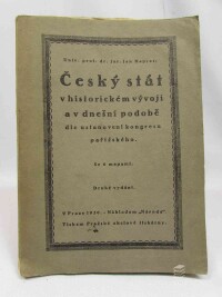 Kapras, Jan, Český stát v historickém vývoji a v dneění podobě, dle ustanovení kongresu pařížského, 1920