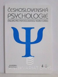 kolektiv, autorů, Československá psychologie: Časopis pro psychologickou teorii a praxi; ročník LI, číslo 4, 2007