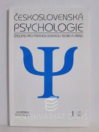 kolektiv, autorů, Československá psychologie: Časopis pro psychologickou teorii a praxi; ročník LII, číslo 1, 2008
