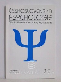 kolektiv, autorů, Československá psychologie: Časopis pro psychologickou teorii a praxi; ročník LII, číslo 3, 2008