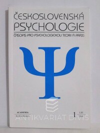 kolektiv, autorů, Československá psychologie: Časopis pro psychologickou teorii a praxi; ročník LIII, číslo 1, 2009