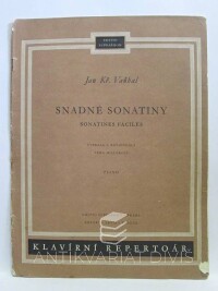 Vaňhal, Jan Kř., Snadné sonatiny (Sonatines faciles) - Piano, 1972