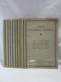 kolektiv, autorů, Listy hudební matice I. ročník, čísla 1-10, 1922