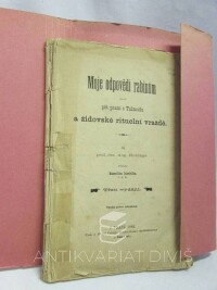 Rohling, August, Moje odpovědi rabinům aneb pět psaní o Talmudu a židovské rituelní vraždě., 1883