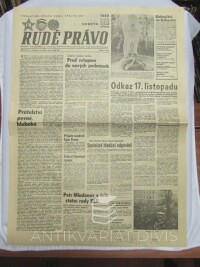 kolektiv, autorů, Rudé právo 18. 11. 1989, ročník 70, číslo 272: Odkaz 17. listopadu , 1989