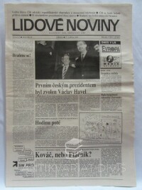 kolektiv, autorů, Lidové noviny 27. 1 1993, ročník VI, číslo 21: Prvním českým prezidentem byl zvolen Václav Havel, 1993