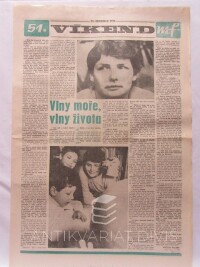 Kovářík, Vladimír, Pacina, Václav, Volfová, Jitka, Víkend 24. 12. 1988, číslo 51: Rozhovor s Lídou Jelínkovou, s Michele Morganovou a Zdeňkem Svěrákem, 1988