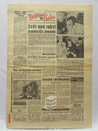 kolektiv, autorů, Večerní Praha 25. 11. 1963, ročník IX, číslo 278: Svět nad rakví presidenta USA J. Kennedyho, 1963