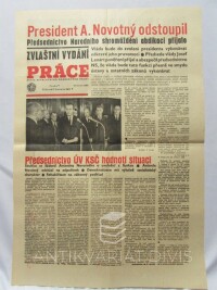 kolektiv, autorů, Práce - zvláštní vydání  22. 3. 1968 , ročník XXIV, číslo 82: President A. Novotný odstoupil, 1963