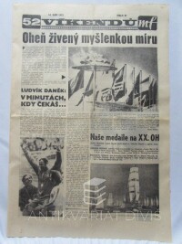 kolektiv, autorů, Víkend 16. 9. 1972, číslo 37: Oheň živený myšlenkou míru (XX. letní olympijské hry v Mnichově); komiks Diamantová šifra č. 12 (Kája Saudek), 1972