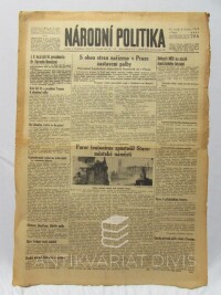 kolektiv, autorů, Národní politika 9. 5. 1945, ročník LXIII, číslo 111: S obou stran nařízeno v Praze zastavení palby - Provedení kapitulace německých branných sil v Praze, 1945