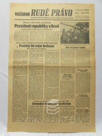 kolektiv, autorů, Večerní Rudé právo 14. 5. 1945, číslo 1: President Beneš po šesti letech exilu opět mezi námi; Praha děkuje svým osvoboditelům, 1945