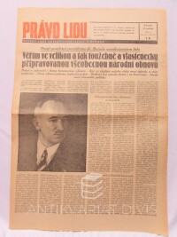 kolektiv, autorů, Právo lidu 17. 5. 1945, ročník 48, číslo 6: První poselství presidenta dr. Beneše osvobozenému lidu atd., 1945