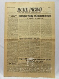 kolektiv, autorů, Rudé právo 19. 5. 1945, číslo 12: Neprodleně zkonfiskovat půdu nepřátel národa atd., 1945
