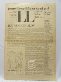 kolektiv, autorů, Literární listy - zvláštní vydání 19. 7. 1968, ročník I: Jen několik slov; Podpisy signatářů 2000 slov, 1968