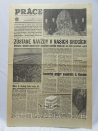 kolektiv, autorů, Práce - Deník revolučního odborového hnutí 27. 9. 1979, ročník XXXV, číslo 228: Zůstane navždy v našich srdcích - Statisíce občanů doprovodily soudruha Ludvíka Svobodu na jeho poslední cestě; Smuteční projev soudruha G. Husáka atd., 1979