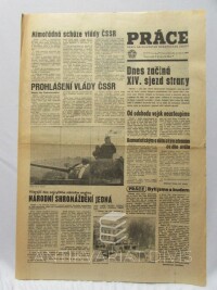 kolektiv, autorů, Práce - Deník revolučního odborového hnutí 22. 8. 1968, ročník XXIV, číslo 232: Včera v naší republice; Svět je vzrušen atd., 1968