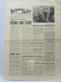 kolektiv, autorů, Večerní Praha 29. 8. 1968 : Prohlášení Národního shromáždění všemu lidu ČSSR! atd., 1968