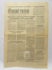 kolektiv, autorů, Rudé právo 24. 8. 1968: Závěrečná rezoluce prvního zasedání mimořádného XIV. Sjezdu KSČ; Politický protest proti okupaci atd., 1968