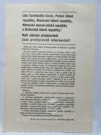 kolektiv, autorů, Leták Naši zákonní představitelé jsou protiprávně intervenováni! - Vystoupení stranické organizace Sídliště Novodvorská proti okupaci v roce 1968., 1968