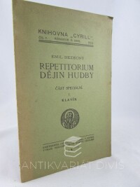 Bezecný, Emil, Repetitorium dějin hudby: část speciální I. - Klavír, 1913