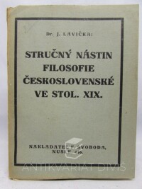 Lavička, Josef, Stručný nástin filosofie československé ve stol. XIX., 1925