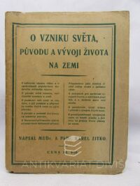 Zitko, Karel, O vzniku světa, původu a vývoji života na zemi, 1921