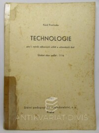 Procházka, Karel, Technologie pro I. ročník odborných učilišť a učňovských škol: Učební obor sedlář - 1116, 1961