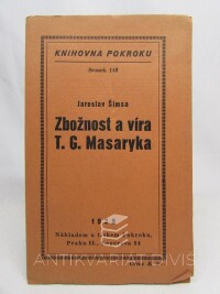 Šimsa, Jaroslav, Zbožnost a víra T. G. Masaryka, 1939