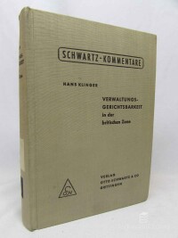 Klinger, Hans, Verwaltungsgerichtsbarkeit in der britischen Zone, 1954